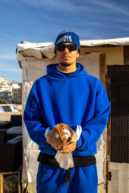 RAW BOXY HOODIE BLUE