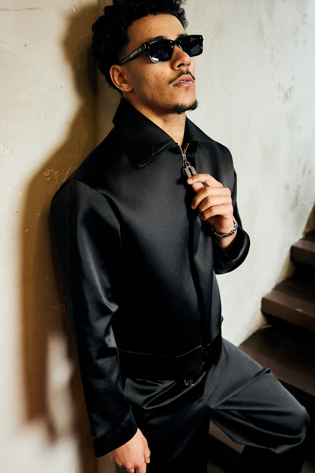 BULLET BLACK SATIN JACKET